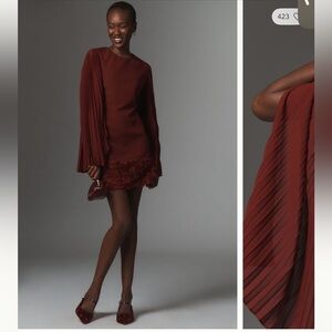 Anthropologie Deep Crimson Mini Dress